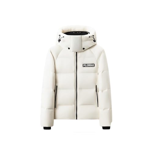 RUIBAOBAO Herren Daunenjacke Dicke weiße Gänsedaunen Kälteschutzmantel Business Casual Mittellang Winter,White,XL von RUIBAOBAO