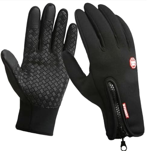 RUICUBEI Warme Winterhandschuhe, warme Handschuhe, wind- und wasserdicht, rutschfeste Handschuhe, Touchscreen-Handschuhe für Männer und Frauen, kaltes Wetter, Fahren, Outdoor, Arbeit (Schwarz, XL) von RUICUBEI