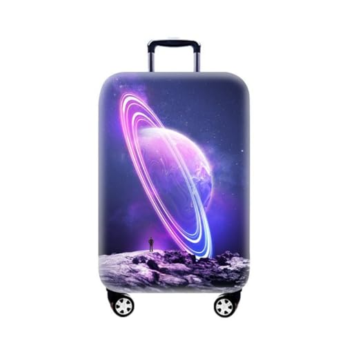 Gepäckabdeckung 3D Violett Blau Rosa Galaxien Universum Planeten Druck Kofferabdeckung Dicke elastische waschbare Schutzhülle Passend für 18-32 Zoll Reisekoffer Reisezubehör (Bunt 2,L) von RUILBJ