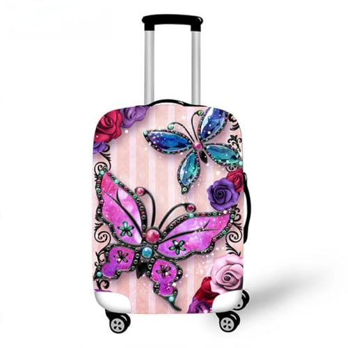 Gepäckabdeckungen Sternenhimmel Schmetterlinge Druck Kinder Erwachsene Stretch Reisegepäck Koffer Schutzhülle Staubschutzhüllen Reisezubehör Zubehör für Reisegepäck (Bunt 7,L (26-28 Zoll)) von RUILBJ