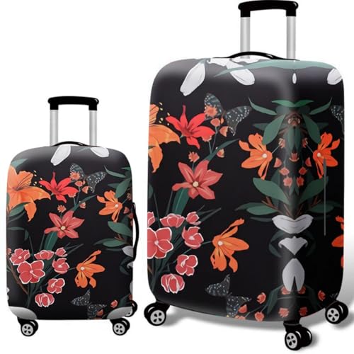 Kofferschutzhülle,Stretch Gepäckabdeckung für Kinder Erwachsene für 18–32 Zoll Suitcase,Gepäckstaubschutz Reisezubehör für Trolley-Koffer,Pflanzen Blumen Blätter kritzeln Muster (Bunt 11,XL) von RUILBJ