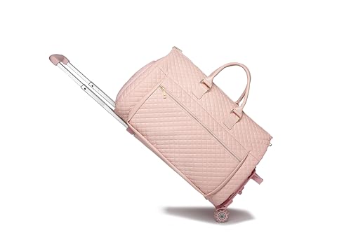 RUIMA Kleidersäcke für Reisen, rosa Karomuster, Anzug-Reisetasche mit Rollen, PU-Leder, Gepäck, Rollkleidertasche (Rosa), Pink, Lässiger Stil von RUIMA