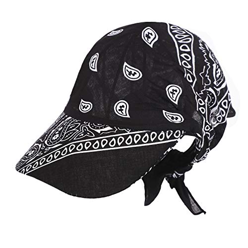 RUIXIB Damen Kopftuch Schal Cap Mützen für Haarausfall mit Schirm Bandana Cap Sommer Faltender Retro Stil Sonne-Hut Visier Kappe Anti-UV für Golf Tennis Baseball Hut von RUIXIB