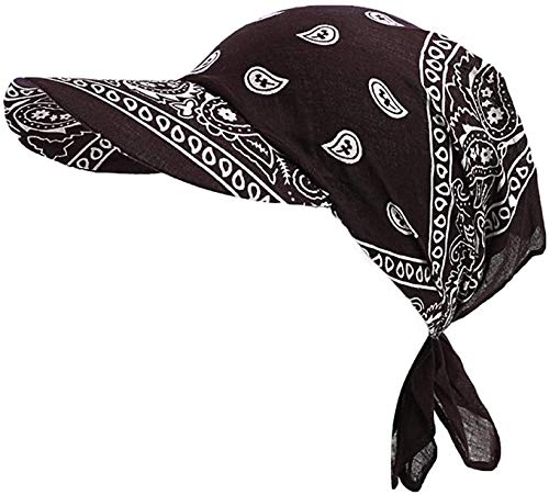 Sports Bandana Cap Outdoor Kopftuch Hip Hop Hut Helmmütze für Herren Atmungsaktive Drucken Kappe Fahrrad Kopfbedeckung Schnell-trocken Anti-UV Radfahren Kopftuch (Schwarz mit Schirm) von RUIXIB