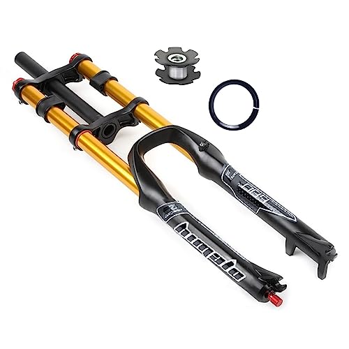 26 27,5 29 Zoll Mtb Fahrrad Federgabel Scheibenbremse Federweg 130mm Downhill-Gabel Zugstufeneinstellung Doppelte Schulter DH Luft Gerade 1-1/8 Ultraleicht Fahrrad Stoßdämpfer ( Color : Gold , Size : von RUJIXU