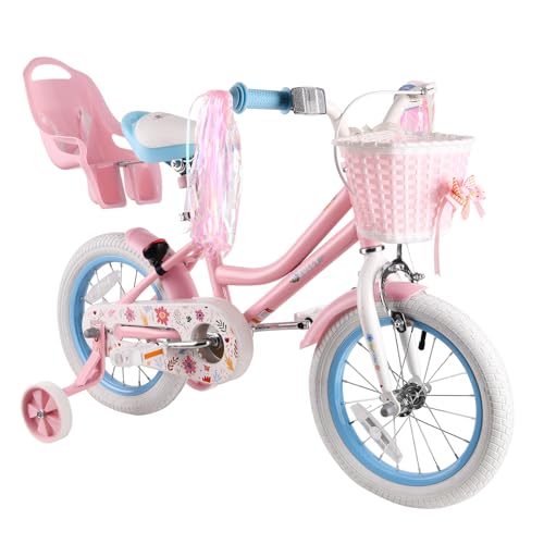 RULLY 14" Daisy Fahrrad für 3 4 5 Jahre alte Mädchen, 14" Kinderfahrrad mit Stützrädern und Korb, Rosa RULLY 14" Daisy Fahrrad für 3 4 5 Jahre alte Mädchen, 14" Kinderfahrrad mit Stützrädern und Korb, Rosa von RULLY