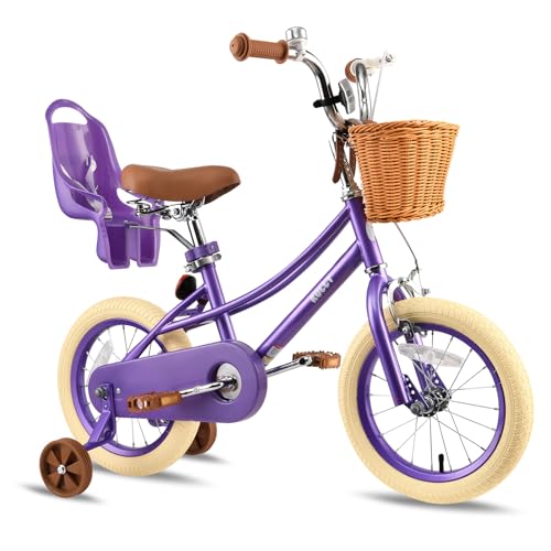RULLY 16" Donna Fahrrad für 4 5 6 7 Jahre alte Kleinkinder und Mädchen, 16" Kinderfahrrad mit Stützrädern und Korb, Retro-Stil in Lila RULLY 16" Donna Fahrrad für 4 5 6 7 Jahre alte Kleinkinder und Mädchen, 16" Kinderfahrrad mit Stützrädern und Korb, Retro-Stil in Lila von RULLY