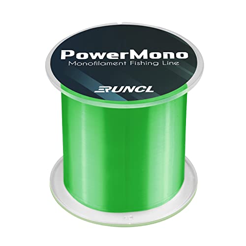 RUNCL PowerMono Angelschnur, monofile Angelschnur – ultimative Stärke, Stoßdämpfer, schwebt im Wasser, knotenfreundlich, mono-Angelschnur (grün, 6,8 kg), 457 m von RUNCL