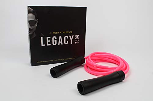 RUSH ATHLETICS Legacy Springseil mit Gewichten – bestes Boxen, MMA, Cardio, Fitness, Training, Kraftgeschwindigkeit, Beweglichkeit, verstellbar, 3,4 m schweres Springseil (rosa) von RUSH ATHLETICS