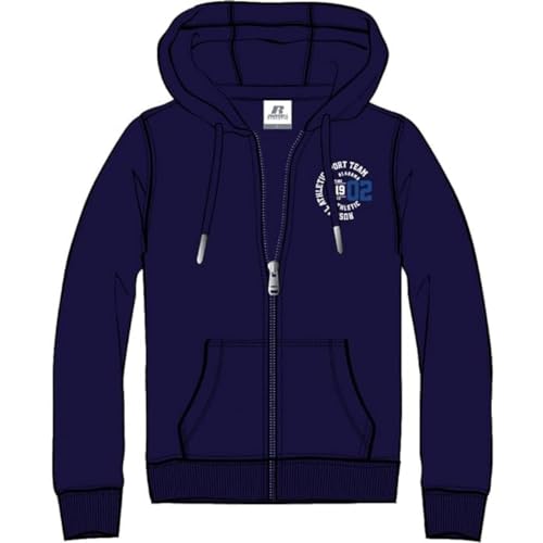 RUSSELL ATHLETIC A00571-NA-190 Collegiate Zip Through Hoody Sweatshirt Herren Navy Größe S von RUSSELL ATHLETIC