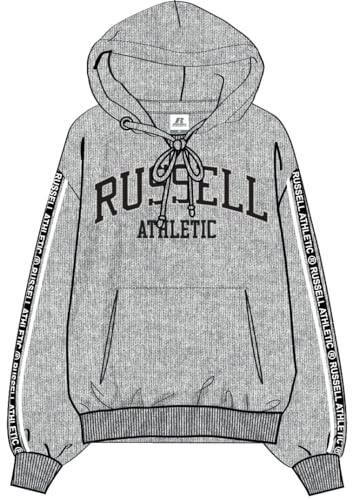 RUSSELL ATHLETIC A01262-SR-603 Oversized Pullover Hoody Sweatshirt Damen Steel Marl Größe L von RUSSELL ATHLETIC