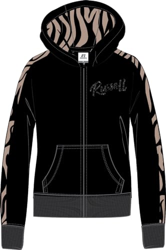 RUSSELL ATHLETIC A11122-IO-099 Animal-Zip Through Hoody Sweatshirt Damen Black Größe L von RUSSELL ATHLETIC