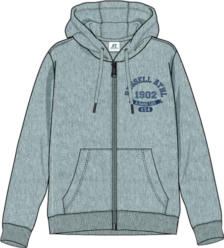 RUSSELL ATHLETIC A20172-CJ-090 Zip THR Hoody Sweatshirt Herren Collegiate Grey Marl Größe XL von RUSSELL ATHLETIC