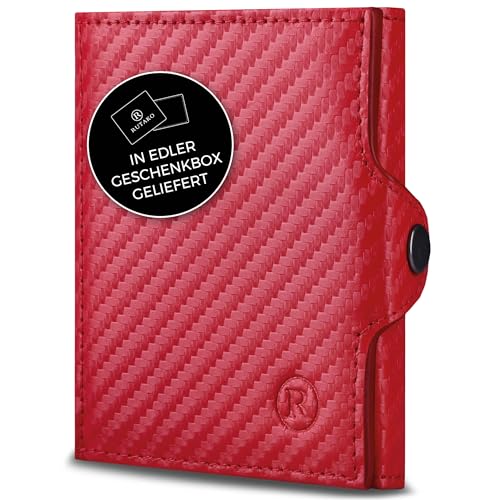 RUTAKO Slim Wallet mit Münzfach & RFID-Schutz - Kartenetui Herren & Damen - Kreditkartenetui klein - Mini Geldbörse - Portmonee Portemonnaie klein - Geldbeutel Carbon-Rot RUTAKO Slim Wallet mit Münzfach & RFID-Schutz - Kartenetui Herren & Damen - Kreditkartenetui klein - Mini Geldbörse - Portmonee Portemonnaie klein - Geldbeutel Carbon-Rot von RUTAKO