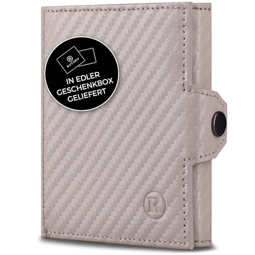 RUTAKO Slim Wallet mit RFID-Schutz - Kartenetui Herren & Damen - Kreditkartenetui klein - Mini Geldbörse - Portmonee Portemonnaie klein - Geldbeutel Carbon-Beige RUTAKO Slim Wallet mit RFID-Schutz - Kartenetui Herren & Damen - Kreditkartenetui klein - Mini Geldbörse - Portmonee Portemonnaie klein - Geldbeutel Carbon-Beige von RUTAKO