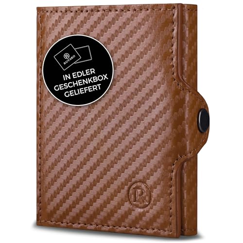 RUTAKO Slim Wallet mit RFID-Schutz - Kartenetui Herren & Damen - Kreditkartenetui klein - Mini Geldbörse - Portmonee Portemonnaie klein - Geldbeutel Carbon-Cognac RUTAKO Slim Wallet mit RFID-Schutz - Kartenetui Herren & Damen - Kreditkartenetui klein - Mini Geldbörse - Portmonee Portemonnaie klein - Geldbeutel Carbon-Cognac von RUTAKO