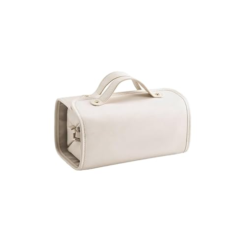 Kulturtasche Schminktasche Reise-Make-up-Tasche, Tragbare Kosmetik-Aufbewahrungstasche Mit Fächern Und Griff Waschtasche Kosmetiktasche(White) von RUVOO