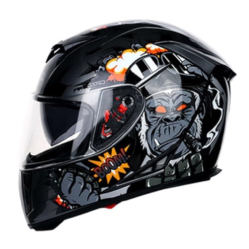 Helme Helme mit Doppel-Visier Motocross-Helme DOT/ECE-genehmigte Vollfacade Street Bike Racing Motorradhelm für Männer und Frauen,R,L von RUYICZB