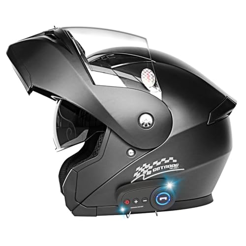 Motorradhelm mit zwei Bluetooth-Visier Faltbarer modularer Helm DOT/ECE-zertifizierter Motocross-Straße Fahrradhelme für Männer und Frauen,A,L von RUYICZB