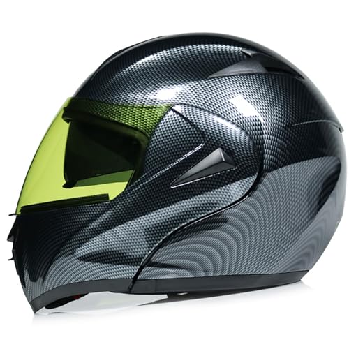 RUYICZB Hochklappbarer Modularer Motorradhelm Für Männer Und Frauen, Integralhelm, Motorradhelm Mit Doppelvisier Und Belüftungsöffnungen, Motorrad-Rennhelm, DOT/ECE-Geprüft,Grau,S 55~56cm von RUYICZB