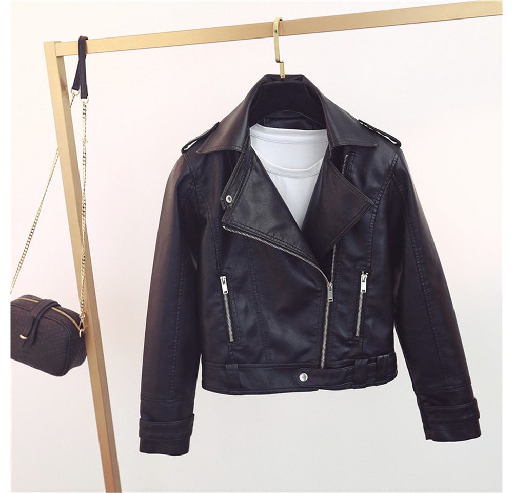 RUZU UG Lederblazer Damen-Jacke aus Kunstleder, Motorrad-Reitjacke mit Reißverschluss (1-tlg) von RUZU UG