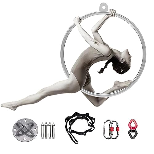 GroßEs Yoga Hoop Set Aus Metallkunst, Yoga Luftreifen Set FüR Erwachsene, TanzfitnessgeräTe Lyra Hoop Ring FüR Akrobatik, FüR Zuhause Fitnessstudio Zirkusse,A,Diameter 80cm von RVUEM