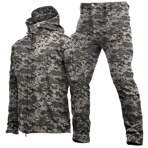 RVUEM 008,S, Softshelljacke FüR Herren, Snowboard Skianzug Mit Hose, Herren Winter Skijacke Mit Kapuze, Wasserdicht Winddicht Schneeanzug Zweiteilig, Leicht, Outdoor, ReißVerschluss von RVUEM