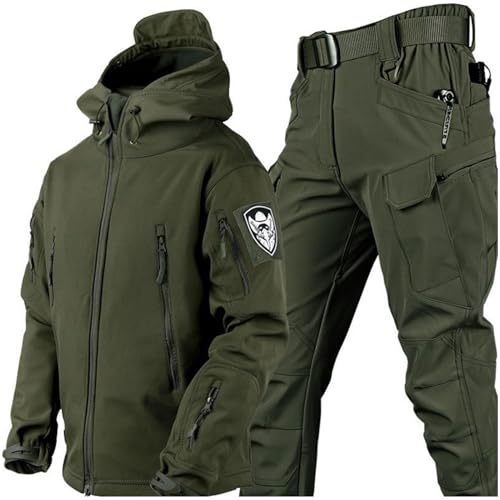 RVUEM 04,XXL, Taktische Jacke Und Hose FüR Herren, Softshell Jagdjacken, Tarnanzug FüR MilitäR, wasserdichte Tarnuniform Der Armee, Wasserdicht, Leichtgewicht, Outdoor von RVUEM