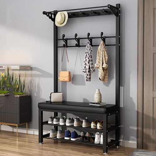 RVUEM 06,80cm, Eingangsbank Mit Garderobe, GarderobenstäNder Mit Aufbewahrungsbank, 3-In-1 Garderobe Mit Schuhbank, AkzentmöBel, FüR Wohnzimmer, Schlafzimmer, Flur, Eingangsbereich von RVUEM