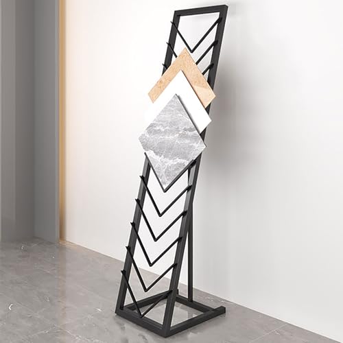 RVUEM Black Single Row,30 * 30cm, Vertikales Ausstellungsregal FüR Bodenfliesen, Probenhalter FüR Gewerbliche Fliesen Aus Holz/Keramik, Metallrahmen, FüR Kleine Lagerhallen/EinzelhandelsgeschäFte von RVUEM