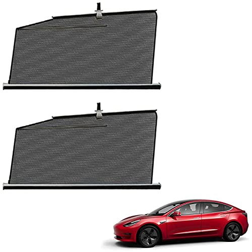 RVUEM Front Side Window,Model Y, Auto Fenster Rollos, Sonnenblende Aus Netzgewebe FüR Seitenfenster, Einziehbare Sonnenschutzblenden FüR Seitenfenster, Sommerschutz, FüR Tesla Model 3/S/X/Y von RVUEM