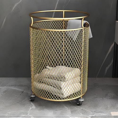 RVUEM Gold, WäSchekorb Aus Metall, Aufbewahrungskorb FüR Kleidung Oder WäSche, Mit 4 Universalrollen, FüR Die Organisation Von Schlafzimmer, Badezimmer Und WaschküChe RVUEM Gold, WäSchekorb Aus Metall, Aufbewahrungskorb FüR Kleidung Oder WäSche, Mit 4 Universalrollen, FüR Die Organisation Von Schlafzimmer, Badezimmer Und WaschküChe von RVUEM