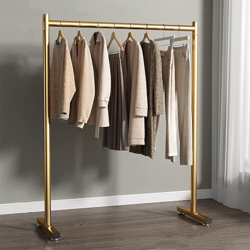 RVUEM Gold,150 * 150cm, KleiderstäNder Aus Metall, Tragbarer Kleider Organizer, KleiderbüGelstäNder, Trocknen Von MäNteln Hemden Hosen Kleidern, Ideal FüR Schlafzimmer Wohnzimmer BekleidungsgeschäFt von RVUEM