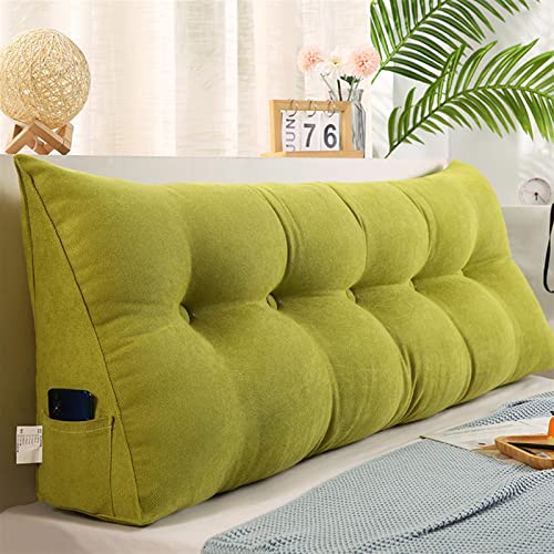 RVUEM Grün,L80×W20×H50cm, Dreieckiges Kopfteilkissen, Kopfteil RüCkenlehnenkissen, Abnehmbares GroßEs Kissen, RüCkenstüTze FüR Bett/Sofa Lesekissen, Lendenkissen, Mit Abnehmbarem Bezug von RVUEM