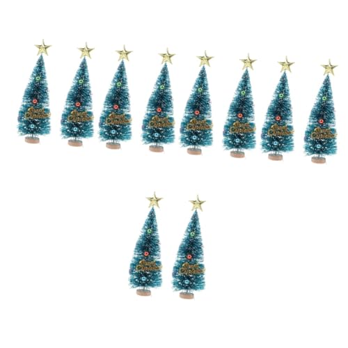 RWCCCRW 10 Stück Mini-Weihnachtsbäume, Mini-Tannenbäume, Heimdekoration, Mini-Tannenbaumfiguren, künstliche Weihnachtsbäume, Mini-Schneebaum, Weihnachtsbaumschmuck, verschiedenes Zubehör, Sisalseide von RWCCCRW