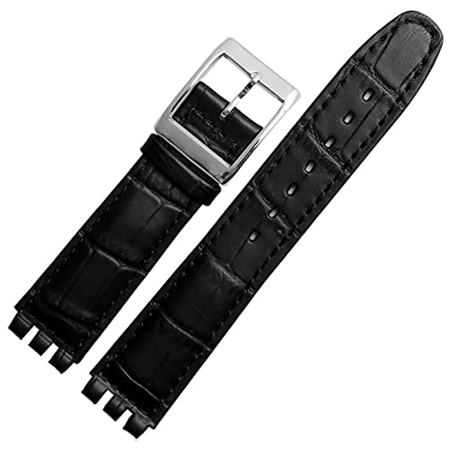 RWCCCRW 17mm 19mm Echtes Kalbsleder Handgelenk Strap Für Swatch Uhr Band Männer Frauen Alligator Muster Armband Armband Zubehör von RWCCCRW