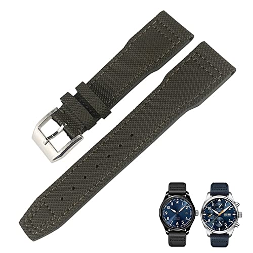 RWCCCRW 21mm 20mm Nylon Kalbsleder Schwarz Blau Grün Uhrenarmband Passend für IWC IW377714 MARK18 Pilot Stop Gun Lederuhrenarmbänder von RWCCCRW