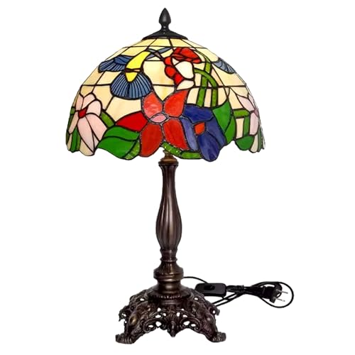 RWCCCRW 30 cm -Tischlampe, Kolibri-Blume, kreative Buntglas-Schreibtischlampe, Bürodekoration, Wohnzimmer, Esszimmer, Schlafzimmer, Nachttisch von RWCCCRW