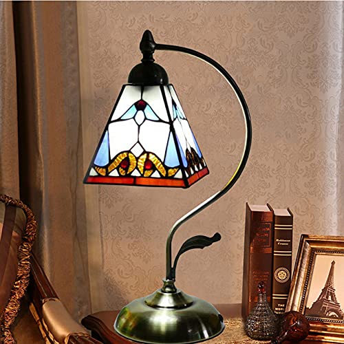 RWCCCRW Barocke Tischlampe im -Stil, Schlafzimmer, farbige Glaslampe, Wohnzimmer, Mini-Tischlampe, Tischlampe von RWCCCRW