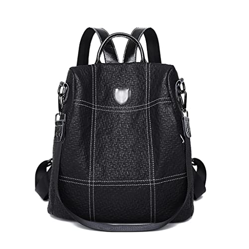 RWCCCRW Damen-Rucksack, Lederrucksack, Diebstahlsichere Reisetasche für Damen, Lässige Damenrucksäcke (Farbe: Schwarz, Größe: Einheitsgröße) von RWCCCRW