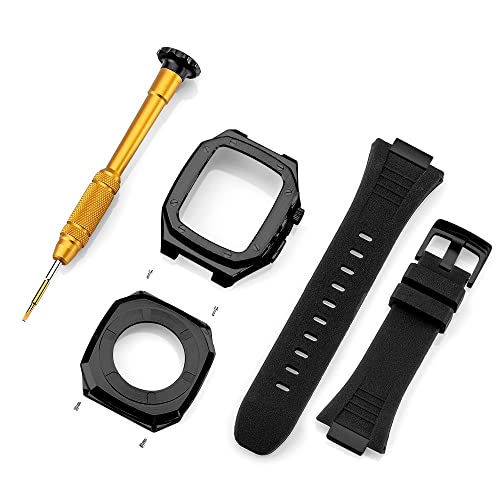 RWCCCRW Edelstahl-Armbandgehäuse für Bandmodifikation 45 mm 44 mm 41 mm Metall-Mod-Kit-Set für IWatch-Serie 7 6 SE 5 4 3 2 1 von RWCCCRW