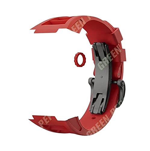 RWCCCRW Gehäuse aus Kohlefaser-Titanlegierung und Fluorkautschukband, für Uhr 8 7 44 mm 45 mm, Fluor-Armbandrahmen, Lünette, Mod-Kit, für IWatch 8 7 6 5 4 SE von RWCCCRW