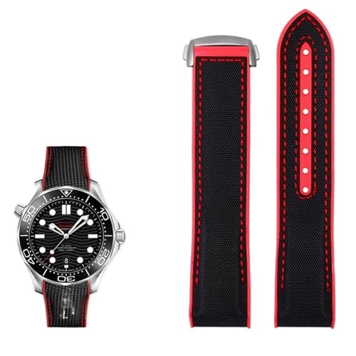 RWCCCRW Nylon-Gummi-Uhrenarmband für Omega Planet Ocean Herren, Faltschließe, Uhrenzubehör, Silikon-Uhr, 20 mm, 22 mm von RWCCCRW