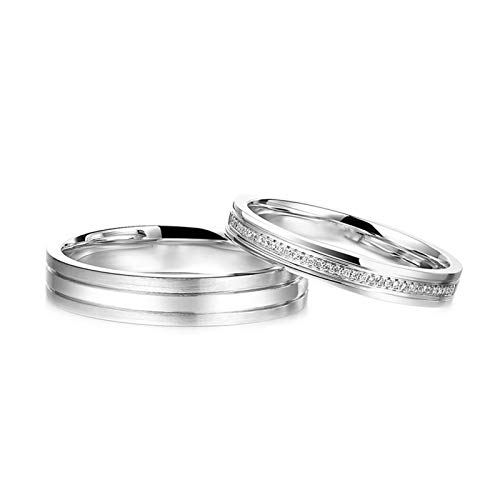 RWCCCRW Platinringe für Damen und Herren, passende Verlobungsringe für Paare, rund mit 0,04 Karat Ehering, Diamant, Eheringe, Weißgold von RWCCCRW