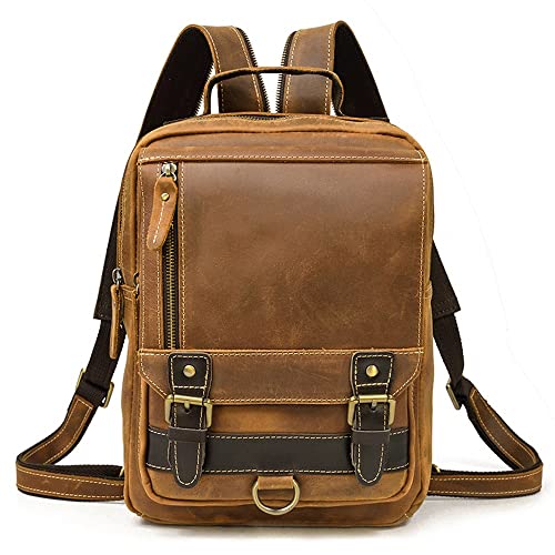 RWCCCRW Retro-Rucksack für Herren, multifunktionaler Rucksack im College-Stil, für Outdoor-Reisen, große Brusttasche, Umhängetasche (Farbe: A, Größe: 32 x 23 x 10 cm) von RWCCCRW