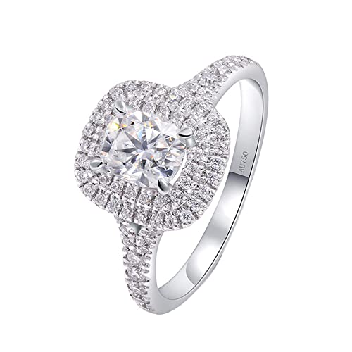 RWCCCRW Ringe Hochzeit Verlobung 0,7 ct, Weißgold Halo Moissanit Eheringe für Frauen Verlobungsring von RWCCCRW