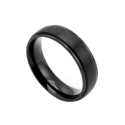 RWCCCRW Schwarzer Eternity-Ring für Herren, Titanstahl-Ring für Damen, Schlichter Matter Ring von RWCCCRW