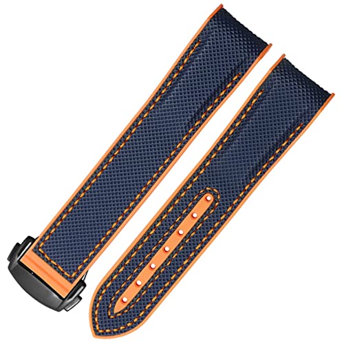 RWCCCRW Silikon-Nylon-Gummi-Uhrenarmband für Omega Seahorse 300 Quarter Orange Ocean Universe 600 Schwarz grau 20mm 22mm Uhrenarmband von RWCCCRW