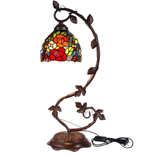 RWCCCRW -Tischlampen, Rosenblüten-Lampe für Lounge, kleine Buntglas-Tischlampen im pastoralen Stil für Kinderzimmer/Wohnzimmer, Festival-Geschenk von RWCCCRW