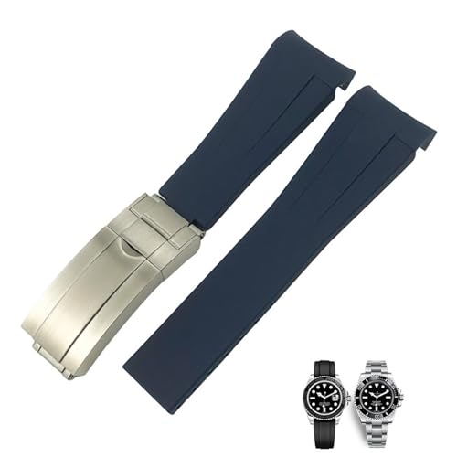 RWCCCRW Uhrenarmband für Herren, 18 mm, 19 mm, 20 mm, 22 mm, gebogenes Ende, Silikon-Gummi-Armband für Daytona Submariner GMT 21 mm von RWCCCRW